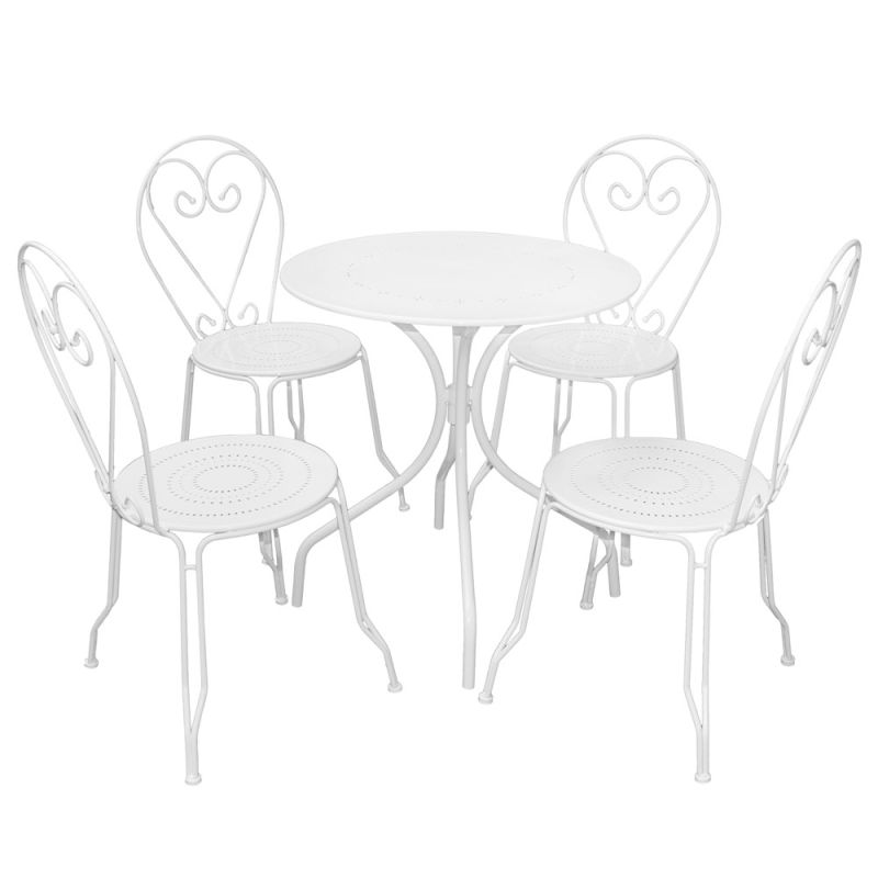 Set the white metal, table + 4 chairs, Dimensions Desk D70