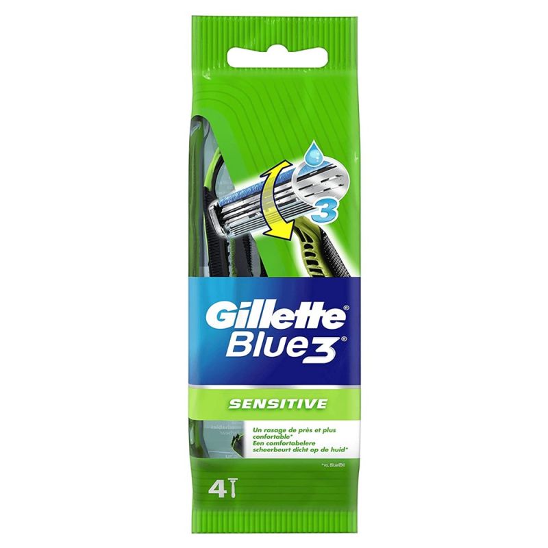 Blue 3 men's disposable razor blade, Gillette, plastic and s