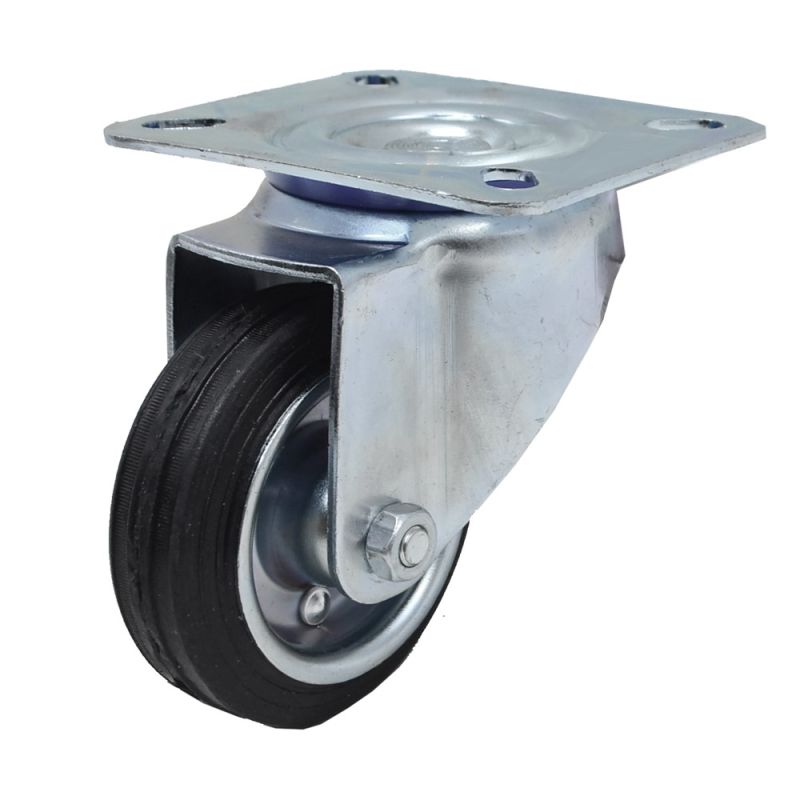 Swivel Wheels, Rubber (bush), wheel with steel rim, Ø80mm