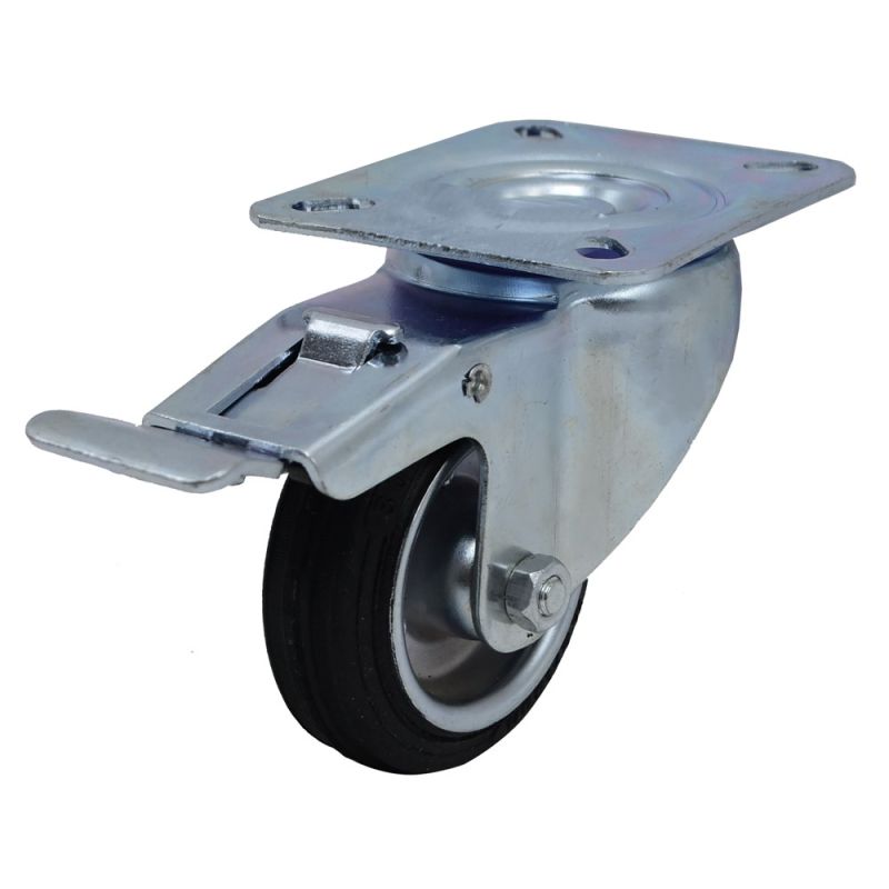 Swivel Wheels, with Brake, Steel rim, (bush) wheel, Ø80mm