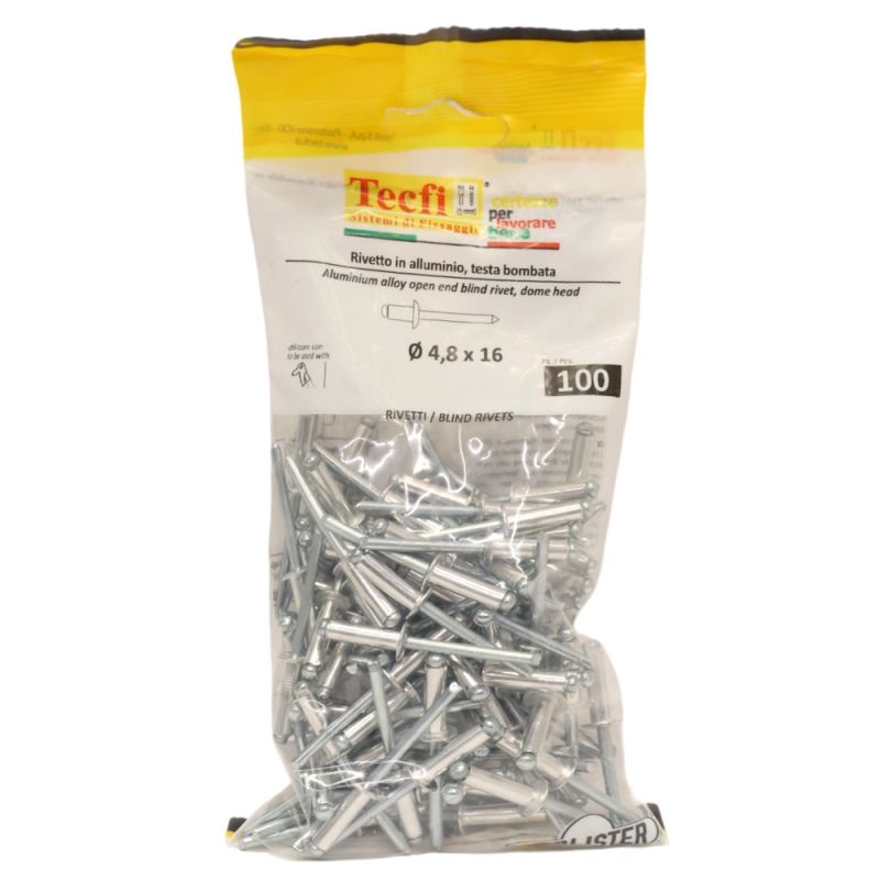 Open end dome head blind rivets, al/zp steel, Ø 4,8x16mm, Ba