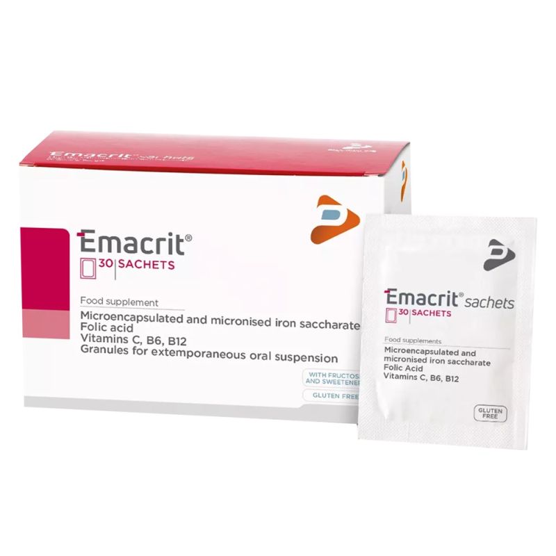 Iron supplement, Emacrit, 30 sachets Megatek